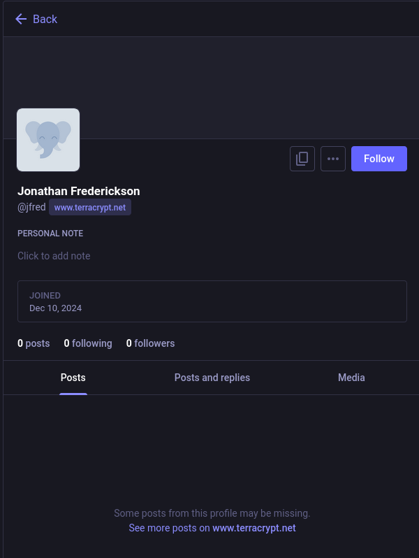 This website showing up as a profile in the Mastodon UI